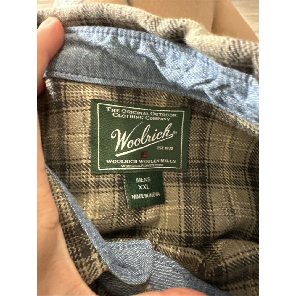 Woolrich Woolen Mills Heavy Men's Gray Plaid Outdoor Cotton Shirt Sz XXL - Picture 13 of 14